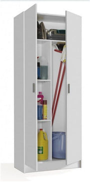 Utility Multi Purpose White 2 Door Storage Broom Cupboard - 2593
