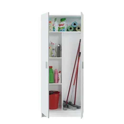 Utility Multi Purpose White 2 Door Storage Broom Cupboard - 2593