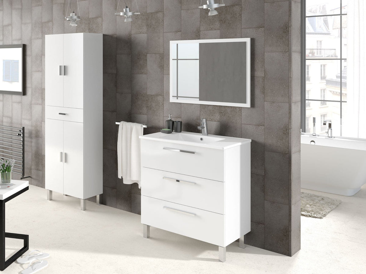 Valdo Bathroom Vanity Sink With Undersink Cupboard White Gloss - 2609