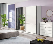Valentina White 220cm Sliding Wardrobe with Mirror - 11008286