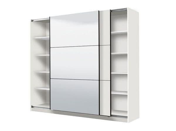 Valentina White 220cm Sliding Wardrobe with Mirror - 11008286