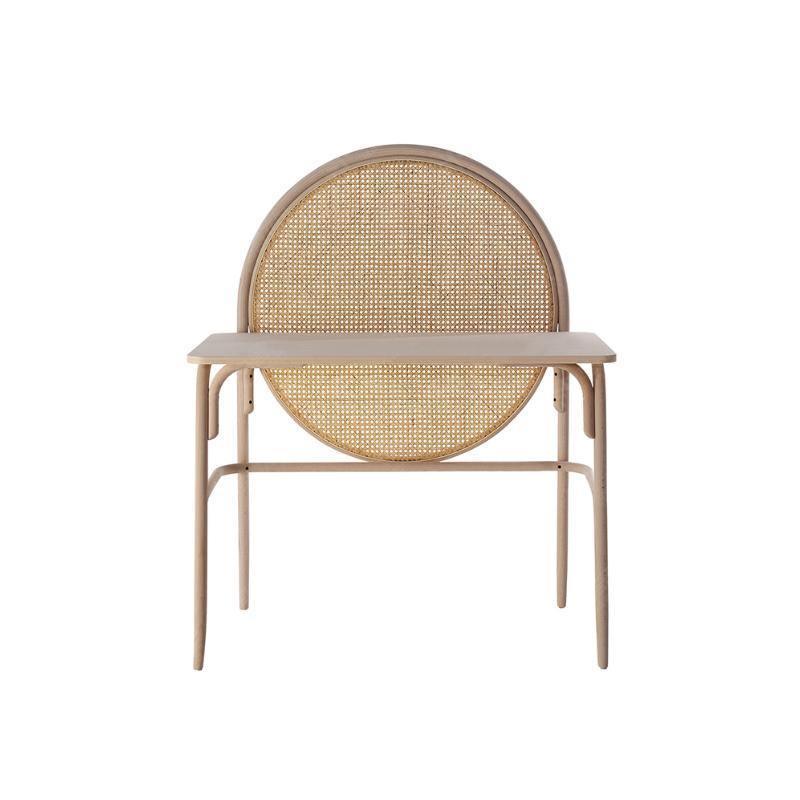 Vallee Rattan Office Desk, side view of mid century office desk chair
