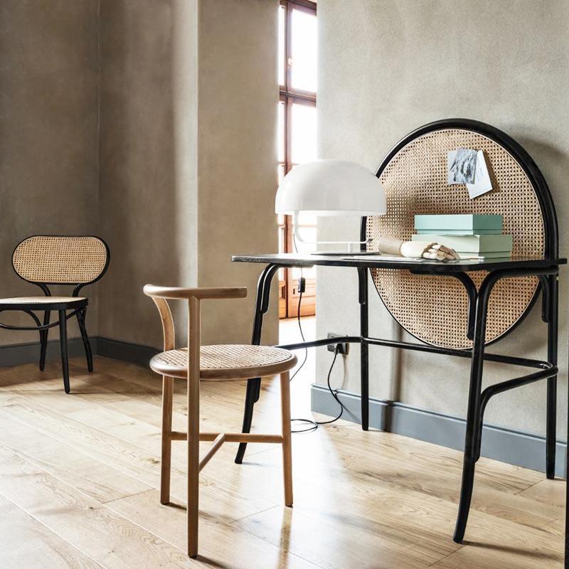 Detail view of Vallee Rattan Office Desk with modern home office desk