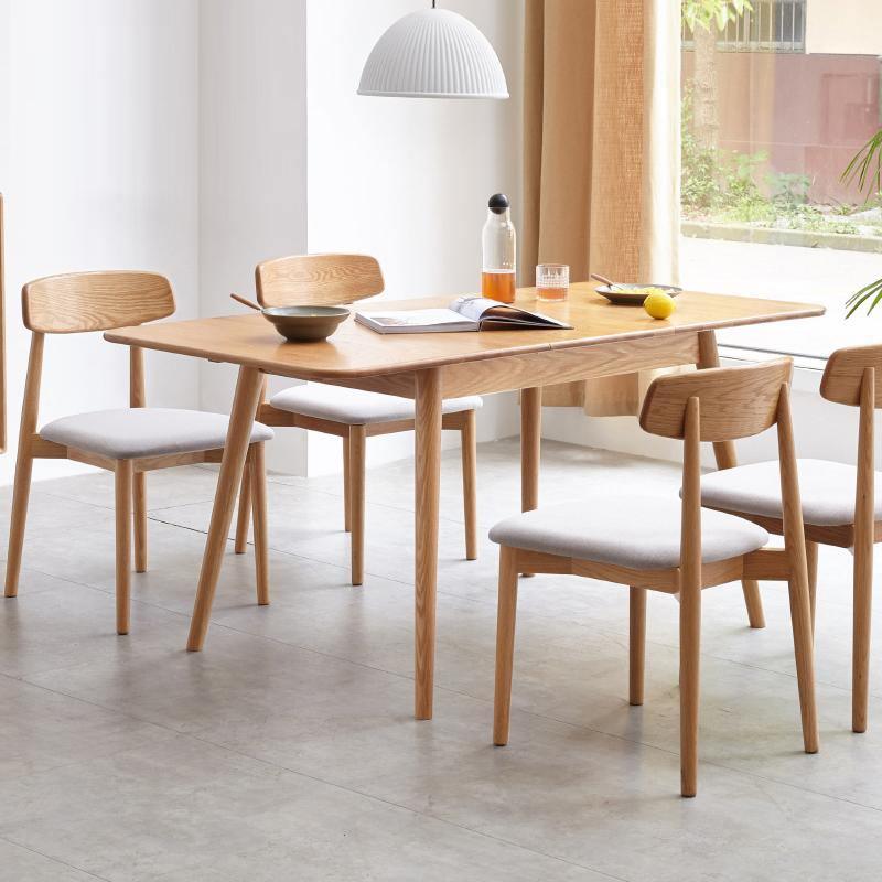 Detail view of Delicia Extendable Dining Table, Ash with extendable dining table set