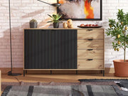 Vilamoura Artisan Oak Effect And Black Sideboard - 11013378