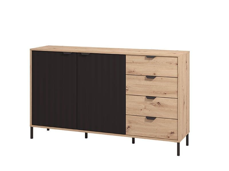 Vilamoura Artisan Oak Effect And Black Sideboard - 11013378