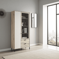 Vivea Grey Oak Effect And Cashmere Slatted 2 Door Display Cabinet - 11013569