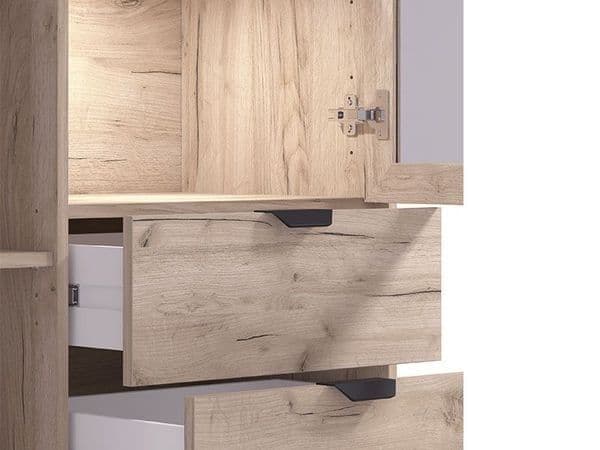 Vivea Grey Oak Effect And Cashmere Slatted 2 Door Display Cabinet - 11013569
