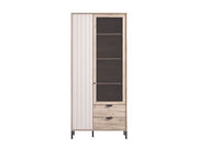 Vivea Grey Oak Effect And Cashmere Slatted 2 Door Display Cabinet - 11013569