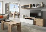 Warrington White Gloss And Oak Effect Reversible L-Shaped TV Entertainment Wall Unit Cabinet - 3296
