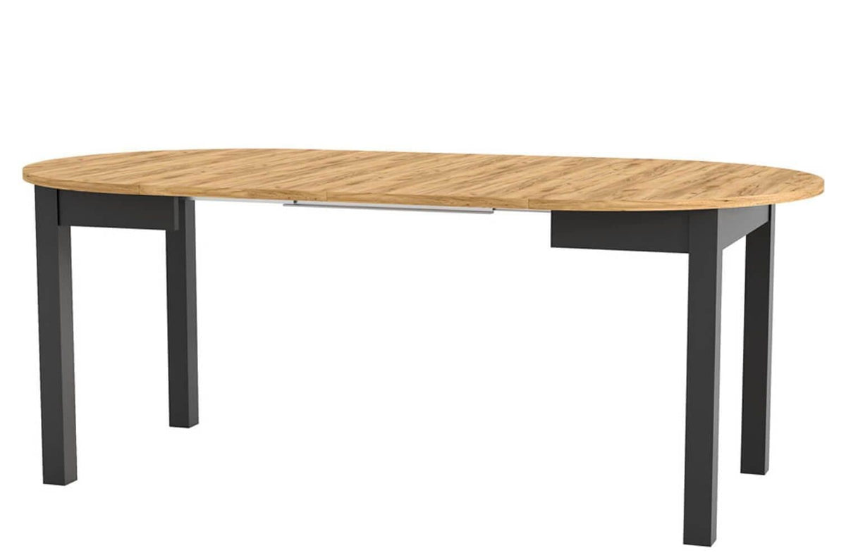 Wiktor Black And Oak Effect Round Extending Dining Table - SZY-INDS2