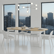 Wiktor White And Oak Effect Round Extending Dining Table - SZY-INDS2OAK
