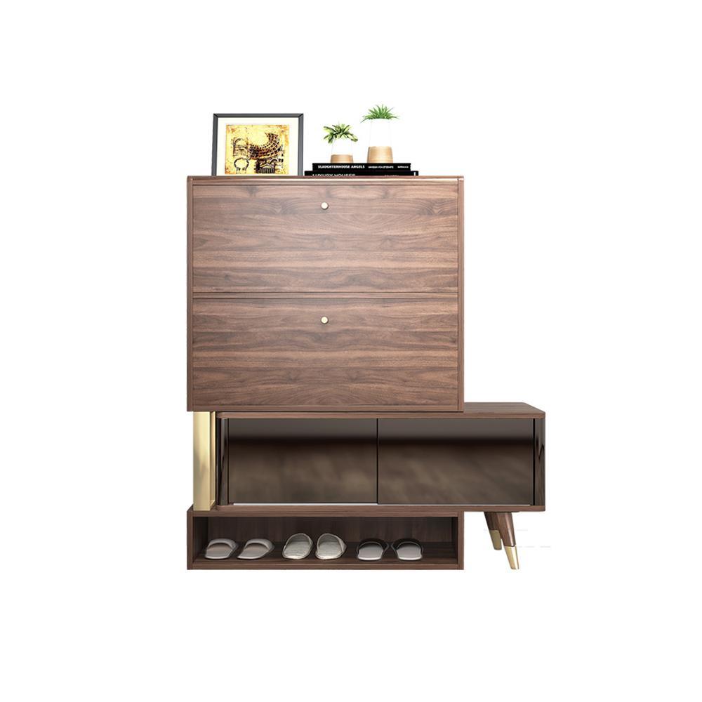 WR532 Shoe Storage, Wood & Black-Weilai Concept-Weilai Concept