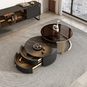 Bell Nesting Coffee Table Set, White & Gold with farmhouse dining table