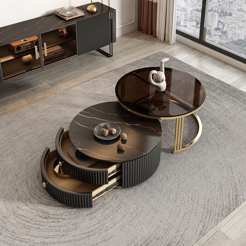 Bell Nesting Coffee Table Set, White & Gold with farmhouse dining table