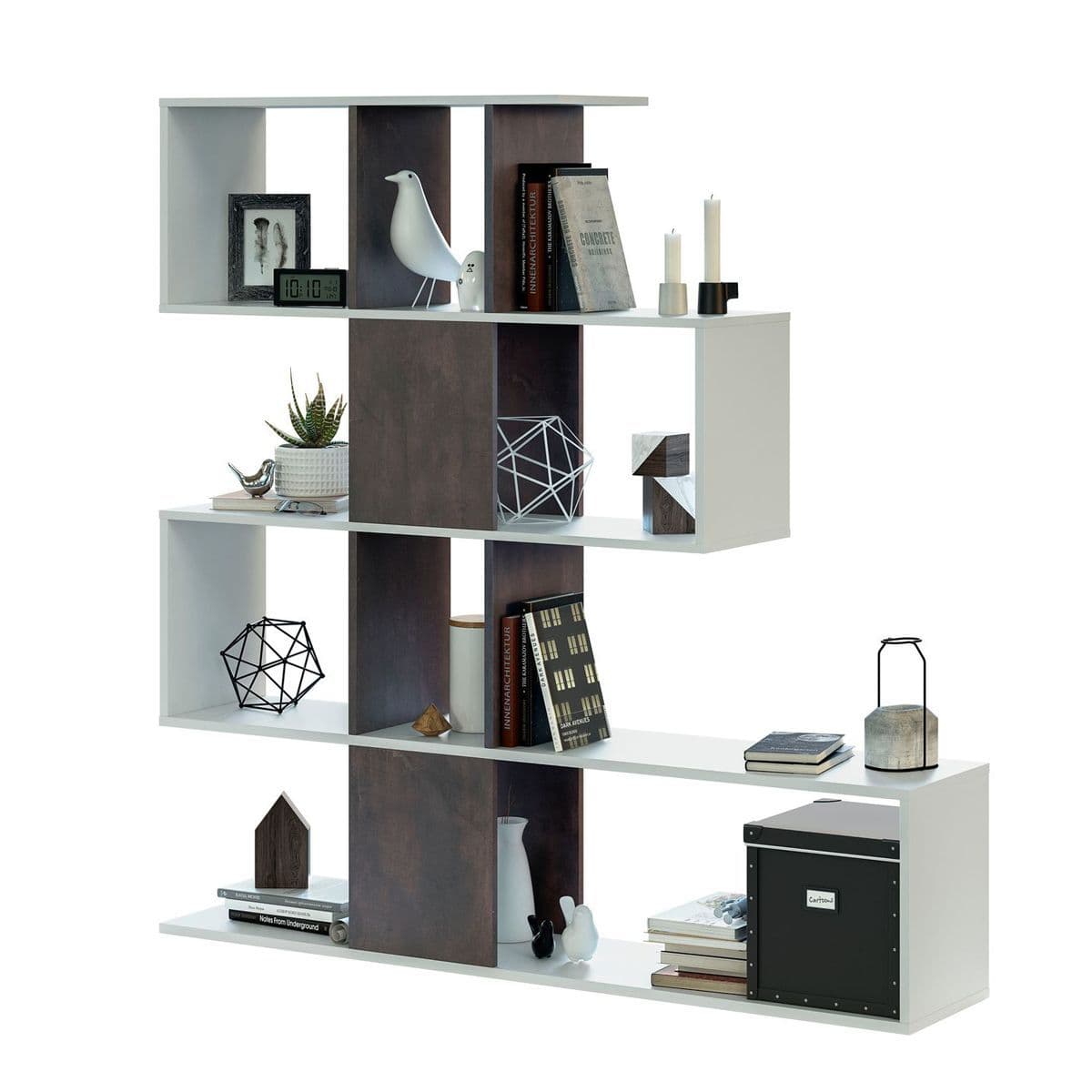 Zaga Oxide Dark Brown and Artic White Bookcase - 3028