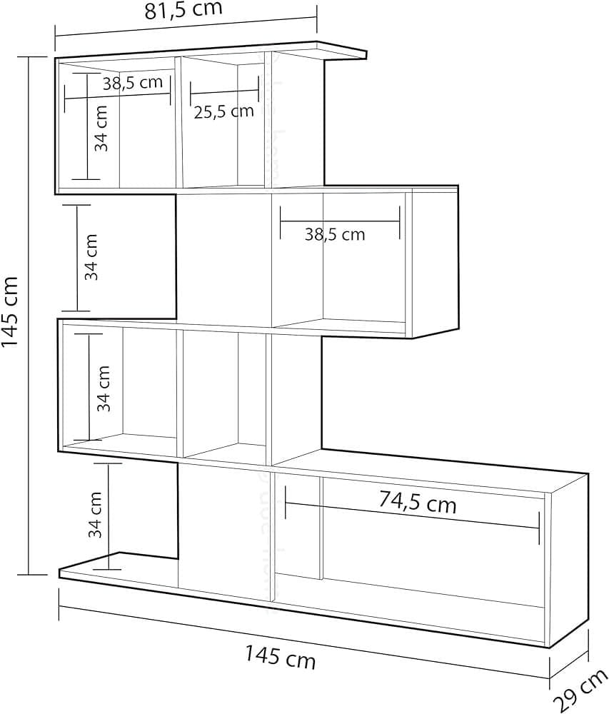 Zaga Oxide Dark Brown and Artic White Bookcase - 3028