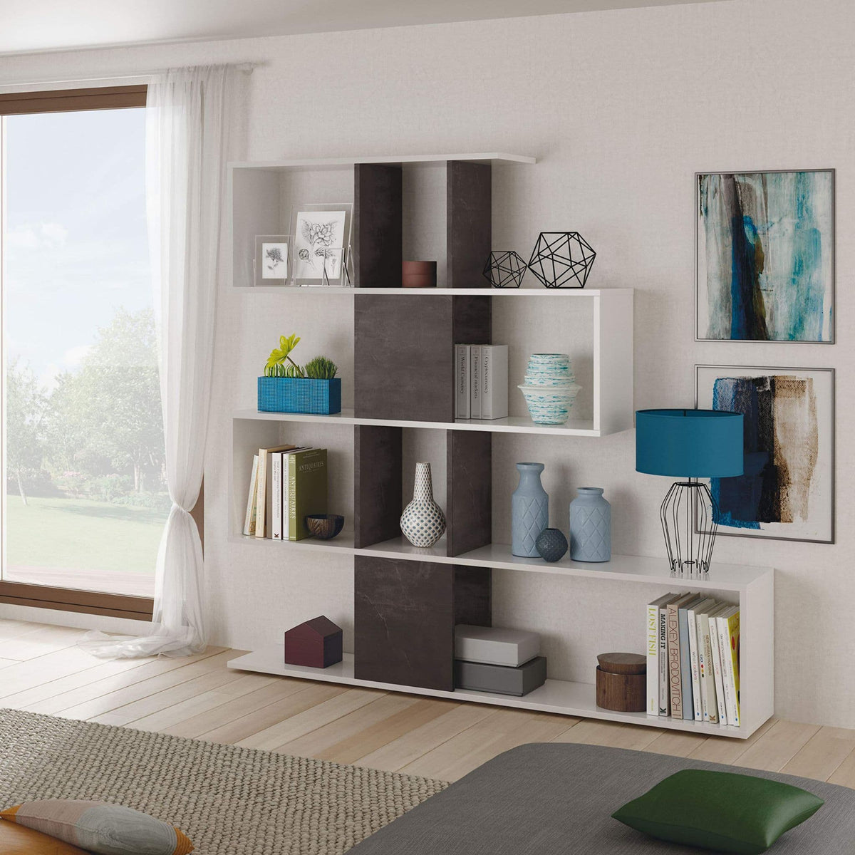 Zaga Oxide Dark Brown and Artic White Bookcase - 3028