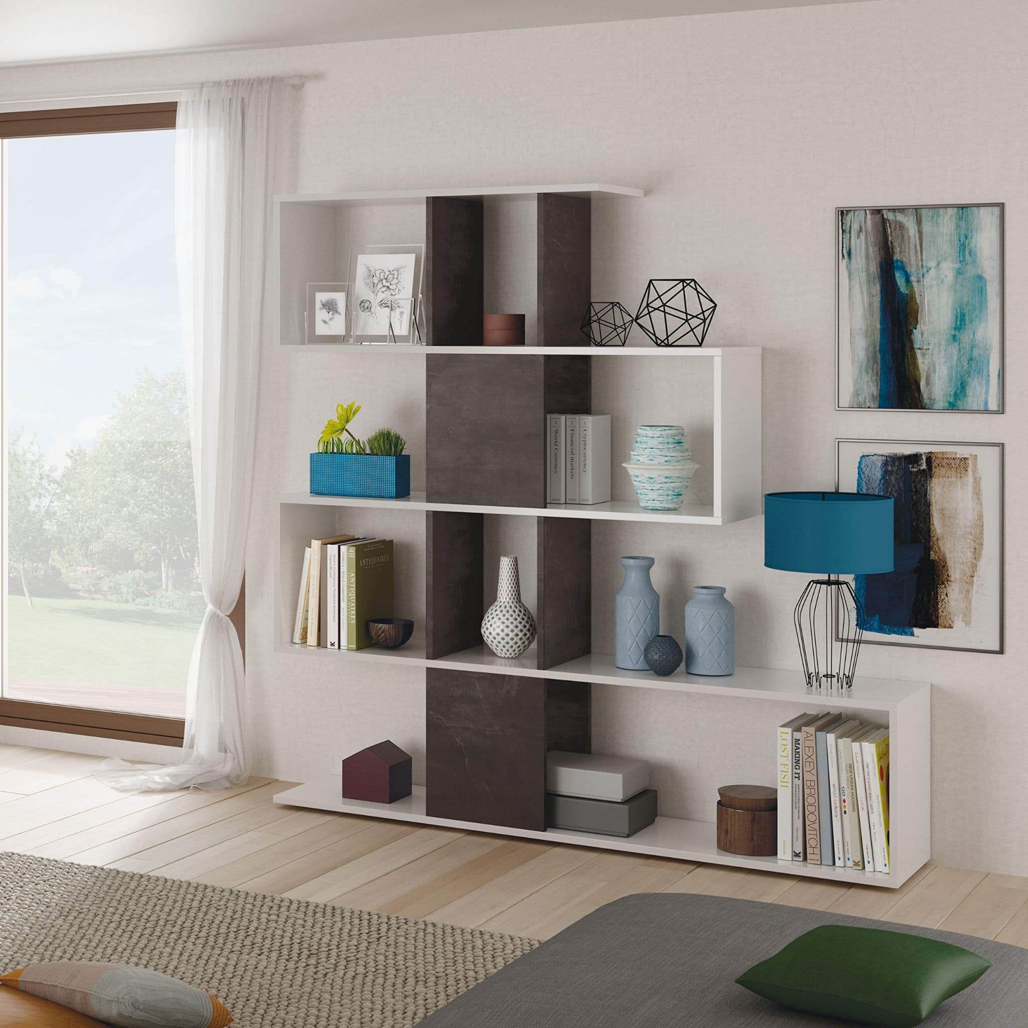 Zaga Oxide Dark Brown and Artic White Bookcase - 3028