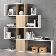 Zaga White And Oak Effect Gloss Bookcase - 2896