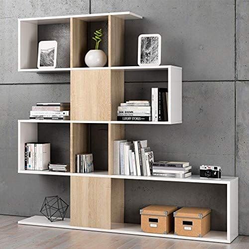 Zaga White And Oak Effect Gloss Bookcase - 2896