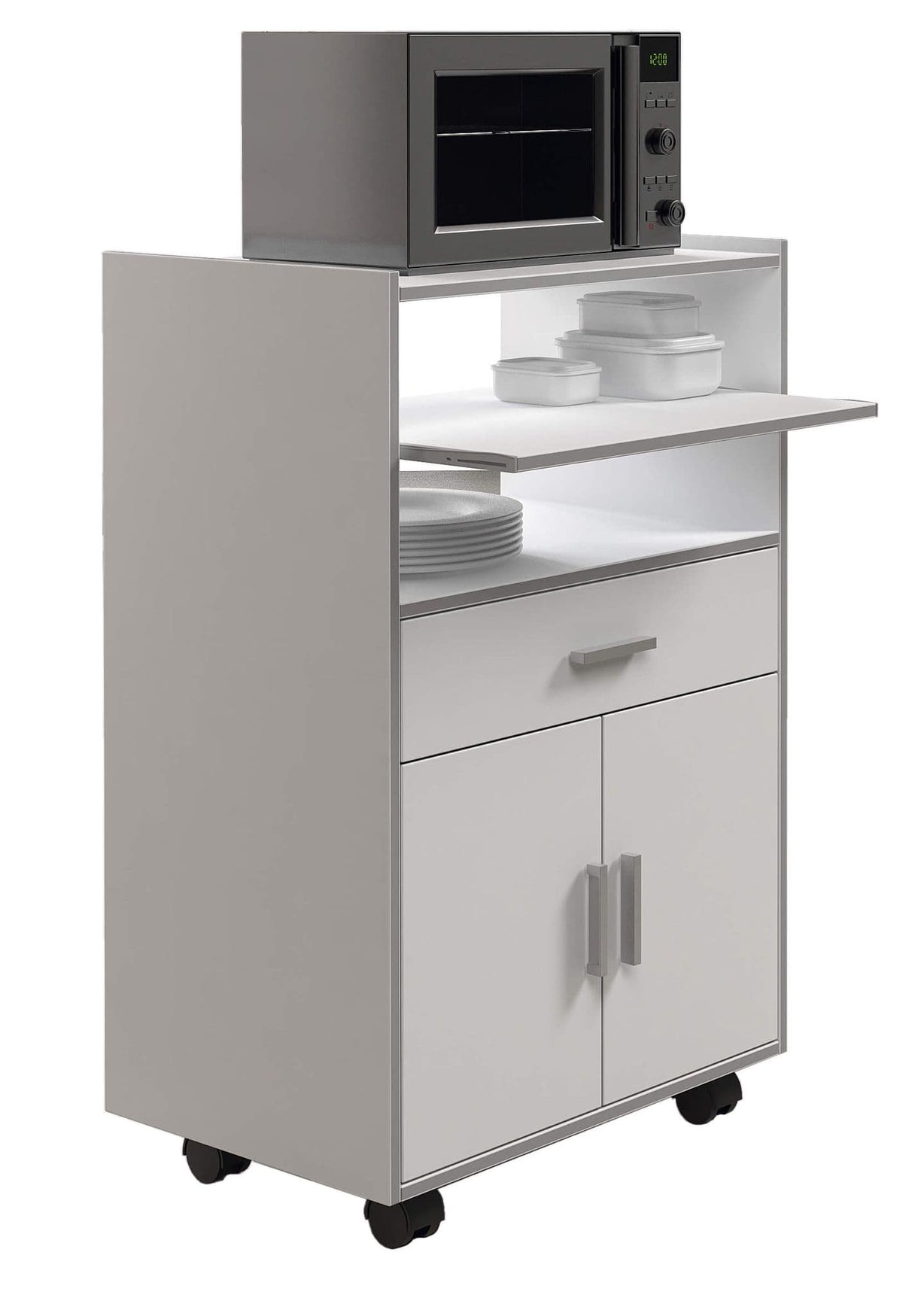 Zidan White and Grey Kitchen Trolley 009910O - 2918