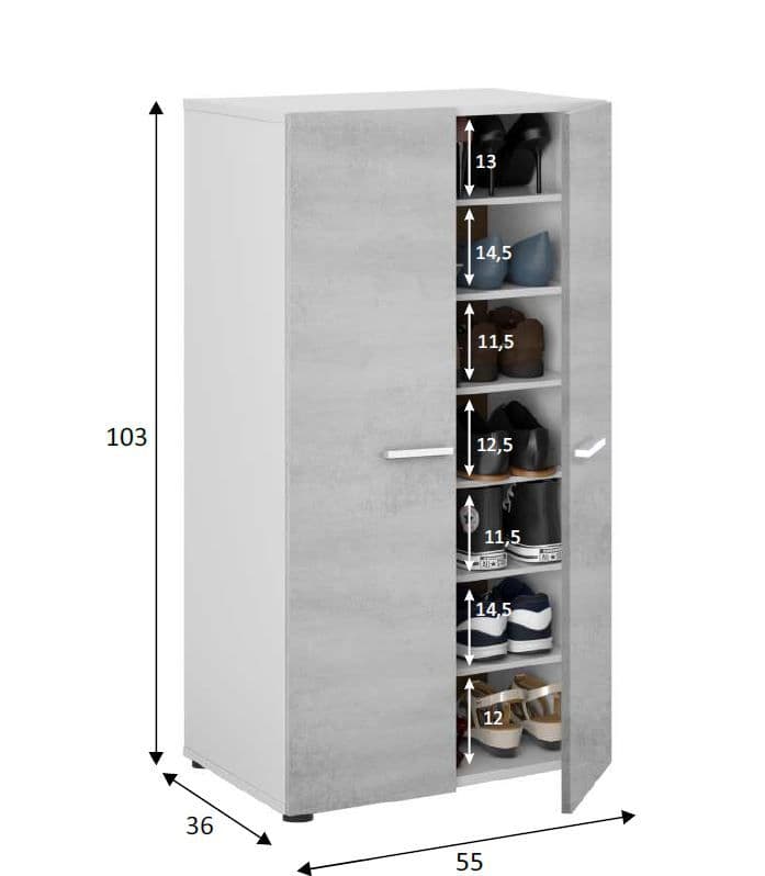 Zuldy Grey and White Shoe Cupboard - 2962