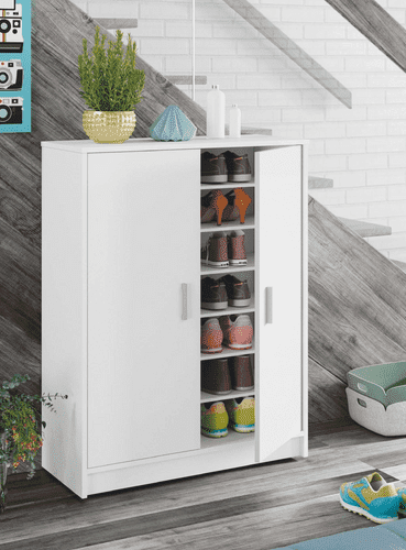 Zuldy Large 30 Pairs White Shoe Cupboard - 2505