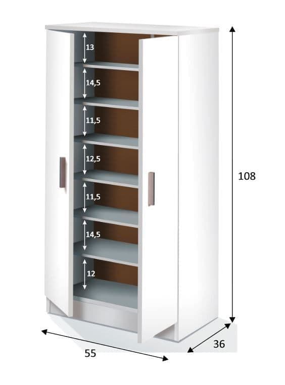 Zuldy White Shoe Cupboard - 2462